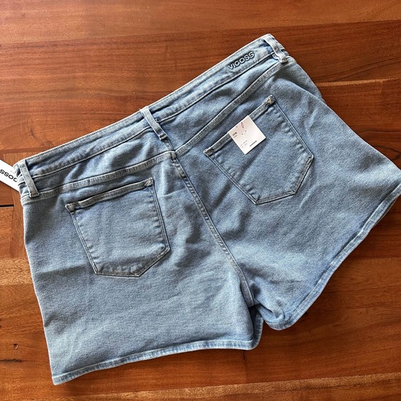Vigoss Women Jeans‎ Shorts 20W Blue Light Wash High Rise 4" Inseam Stretch Plus - Picture 4 of 6
